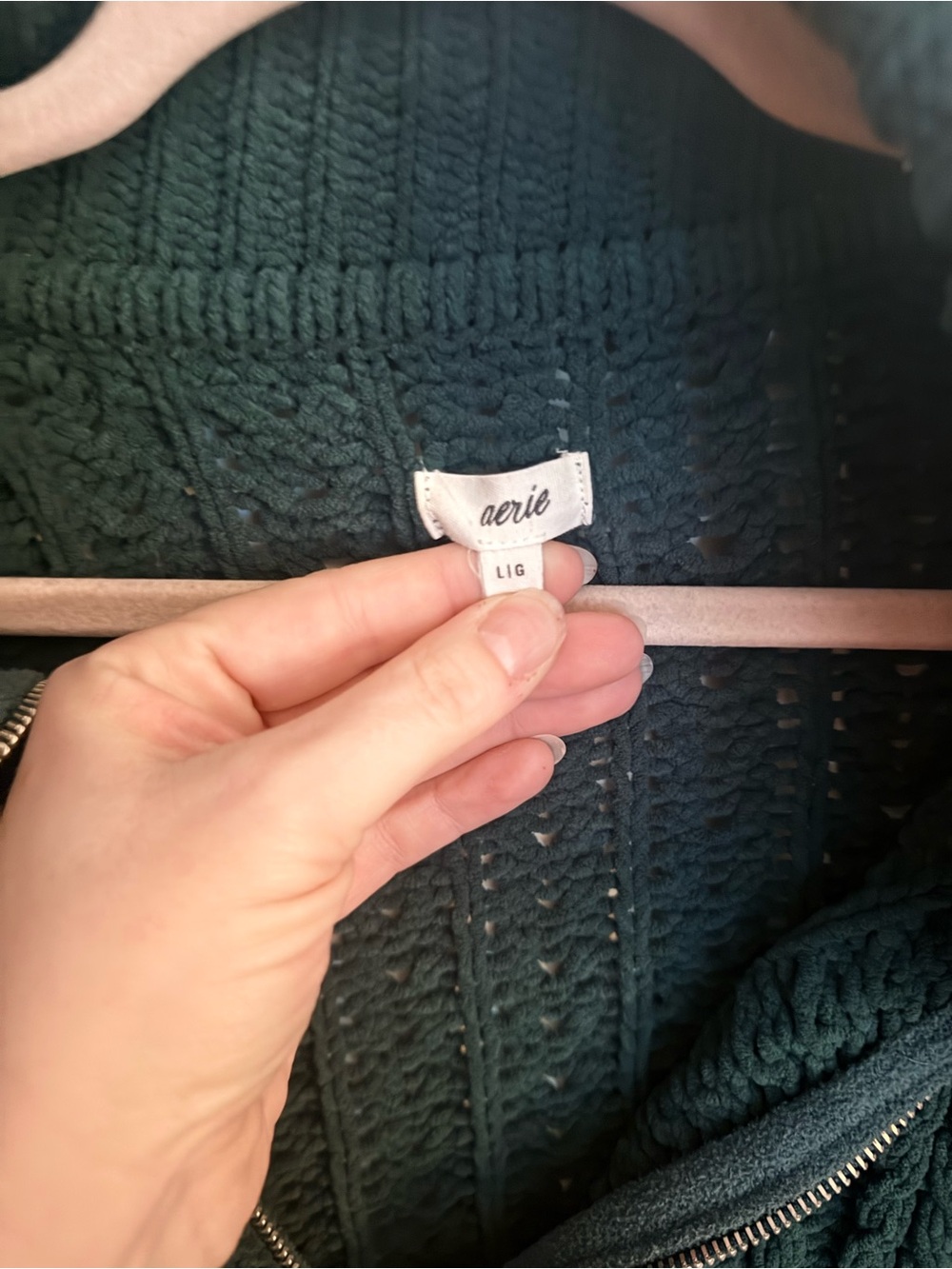 Cable Knit Half-Zip Sweater - Deep Forest Green - Picture 2 of 2